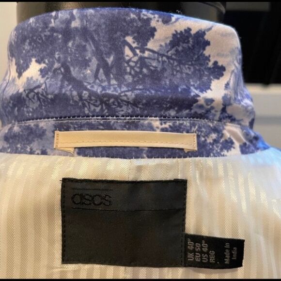 Blue Toile  Printed  Blazer - Picture 16 of 17